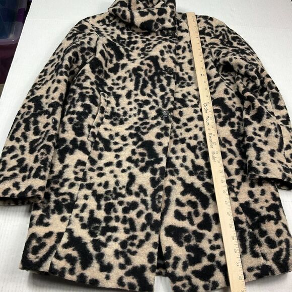Ann Taylor Wool Blend Winter Peacoat Animal Print Button Close Collared Size XS - Picture 5 of 11